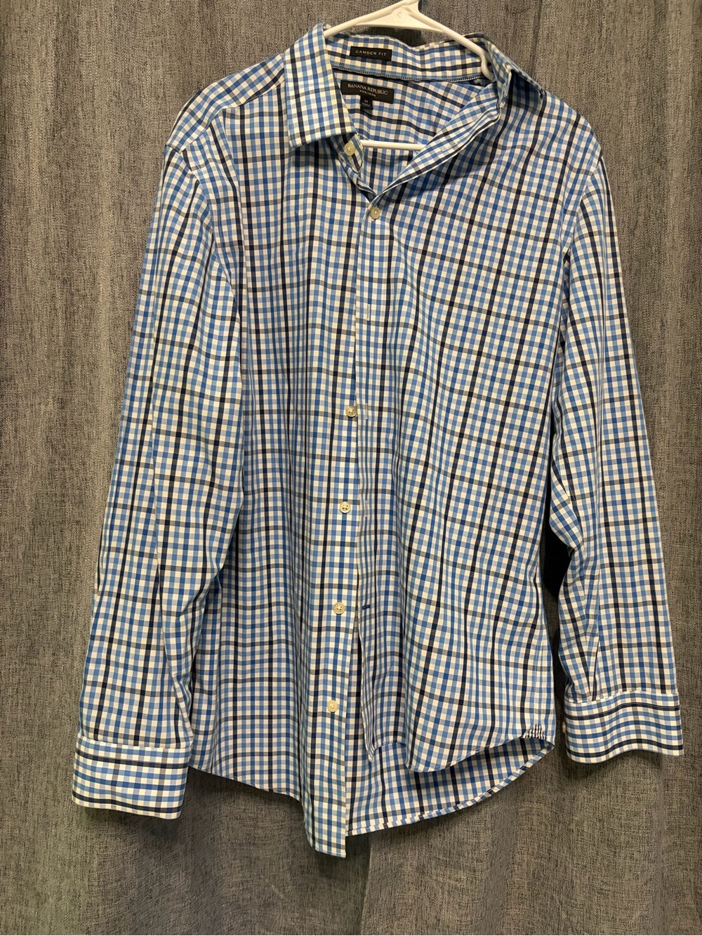 Banana Republic Blue and White Checked Dress Shirt